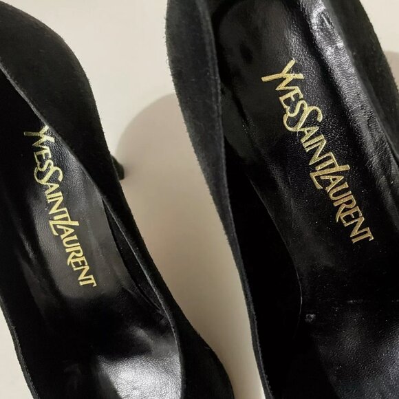 Vintage YSL Black LeatherPumps Heels Women's Sz 6M Made in Italy - Picture 2 of 7